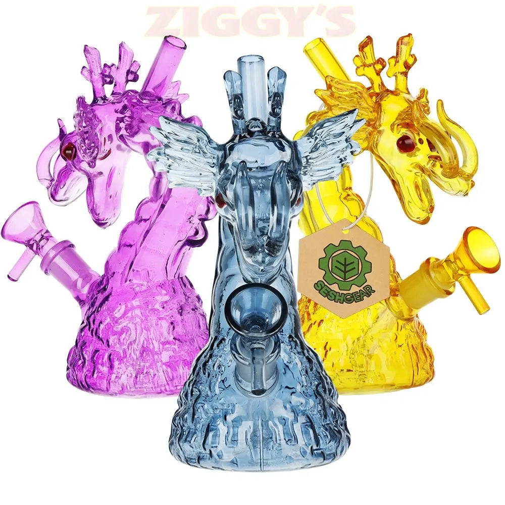 SeshGear Rising Dragon Glass Water Pipe | 6.75" | 14mm F Smoke Drop