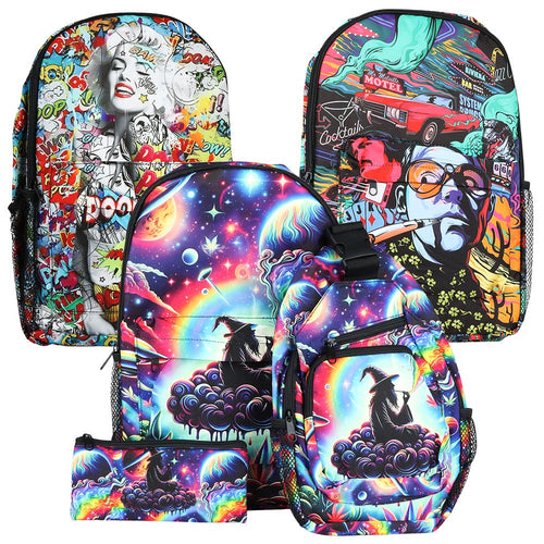 Colorful Designs Backpack & Zipper Pouch 3-Piece Set - 11"x17" | Ziggy's Miami
