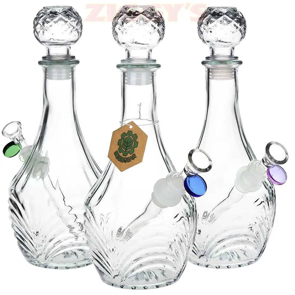 SeshGear Vintage Decanter Style Glass Water Pipe - 10.75" / 14mm F / High Stripe / Colors Vary Smoke Drop