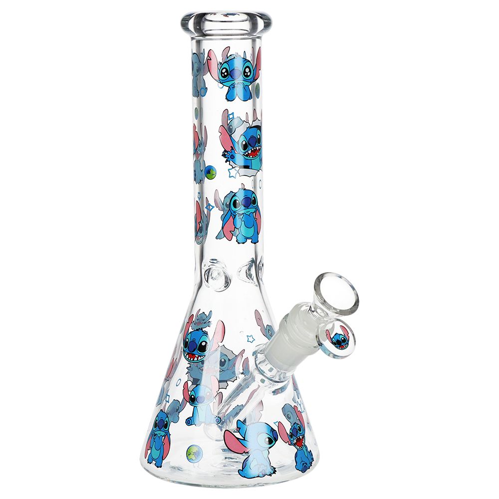 Lelo and Stitch Beaker Glass Water Pipe - 10" / 14mm F | Ziggy's Miami