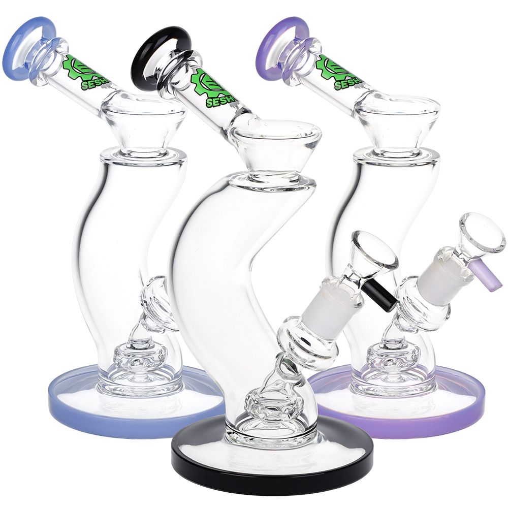 SeshGear Hip Check Curved Glass Water Pipe | 7.75" | 14mm F — view 4 | Ziggy's Miami