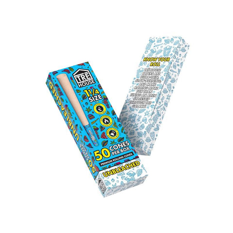 Pre Roll Cones - 50 Count - 1 1/4" - Unbleached