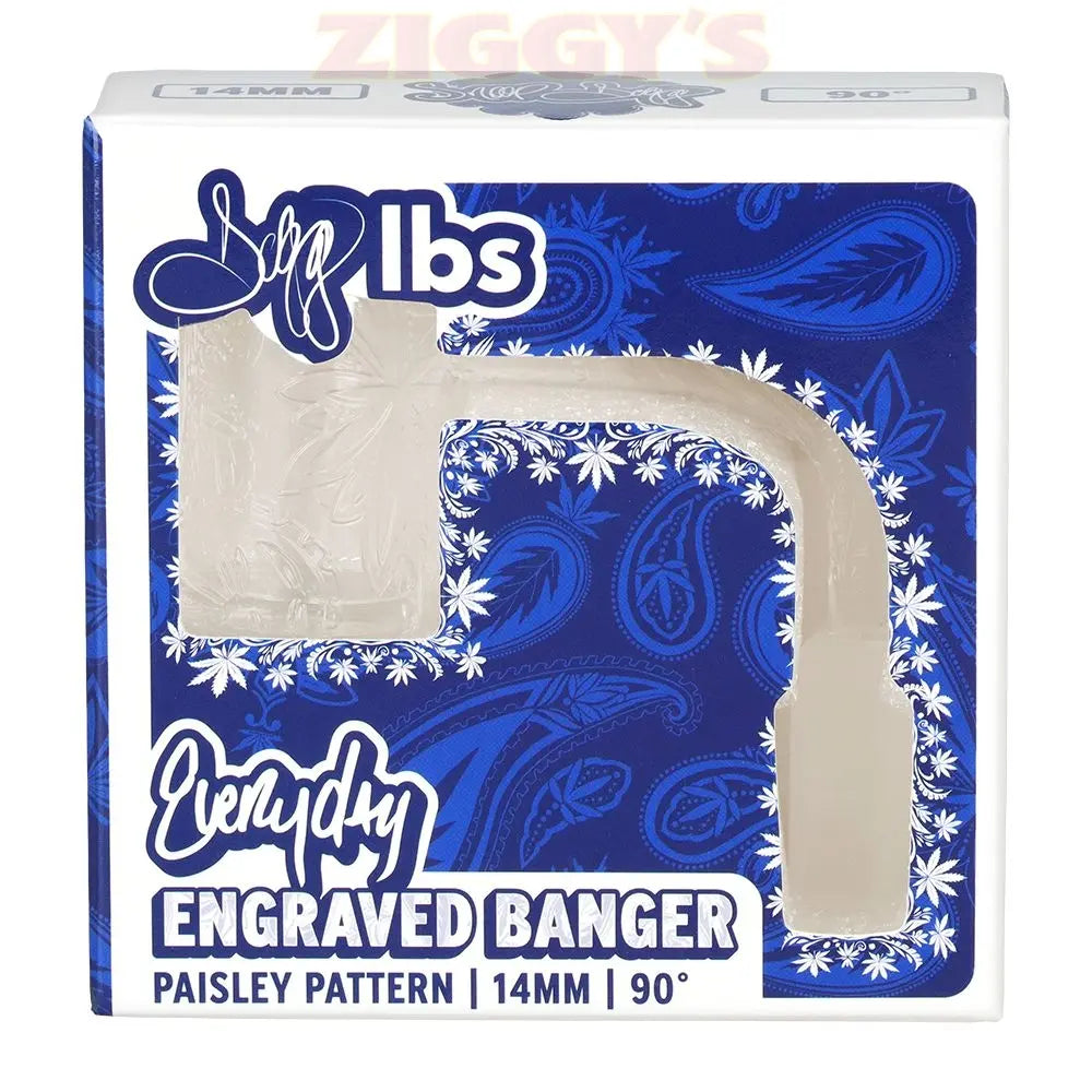 Dogg Lbs Everyday Engraved Paisley Quartz Banger - 14mm M / 90D Smoke Drop