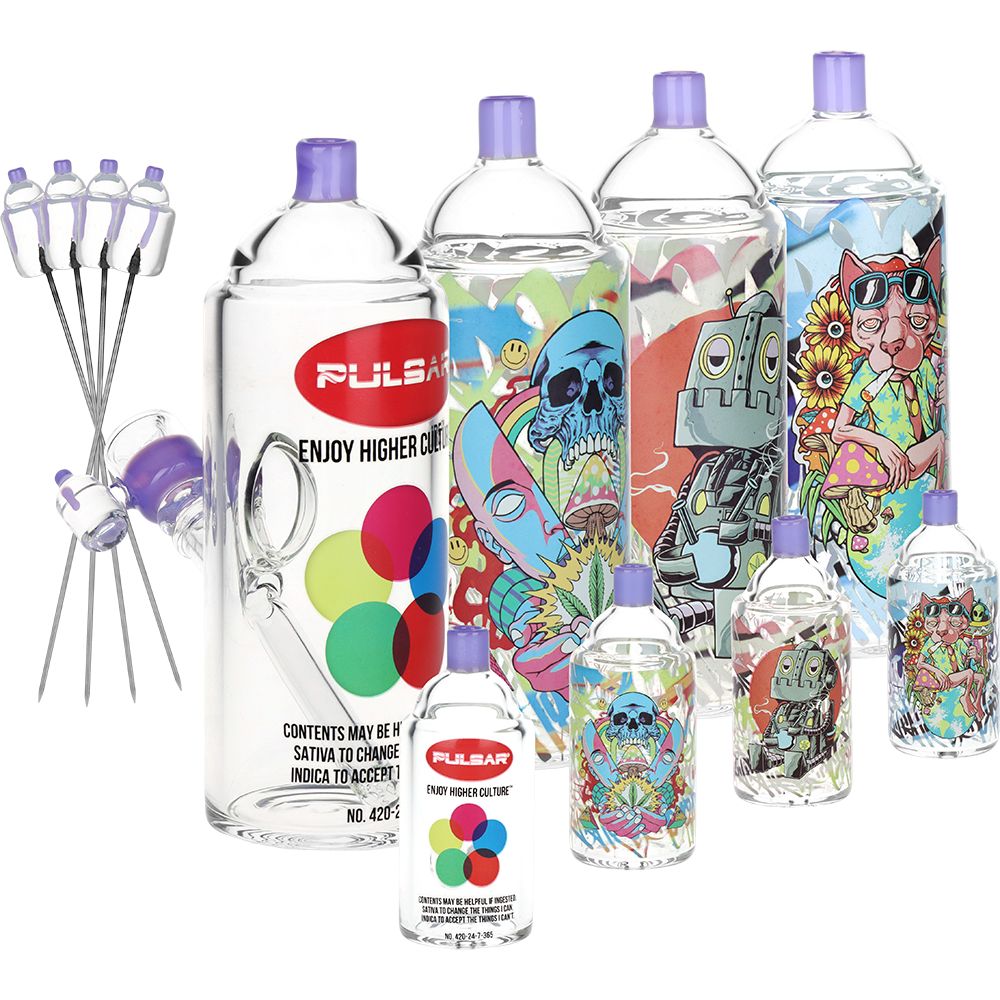 Pulsar Graffiti Series Spray Paint Glass Water Pipe Set / 7.5" / 14mm F
